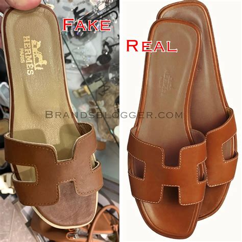 Hermes sandals real vs fake. How to spot fake Hermes Oran slides.